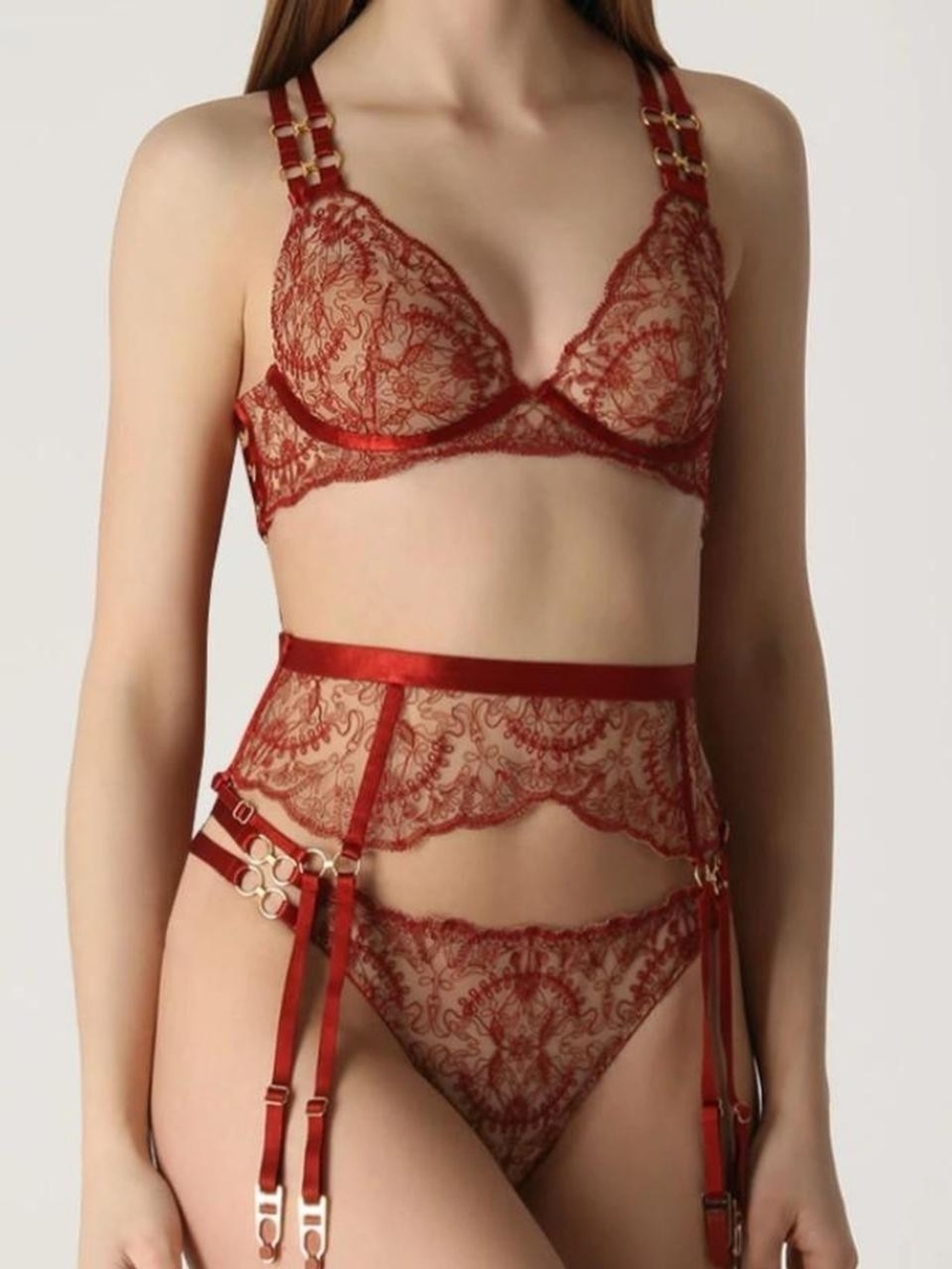 NWT Bordelle Cymatic Plunge Bra Red LL